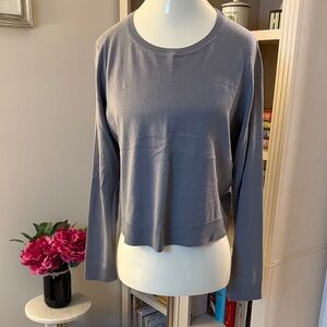 Purplish Gray Women's Long Sleeve Crop Sweater